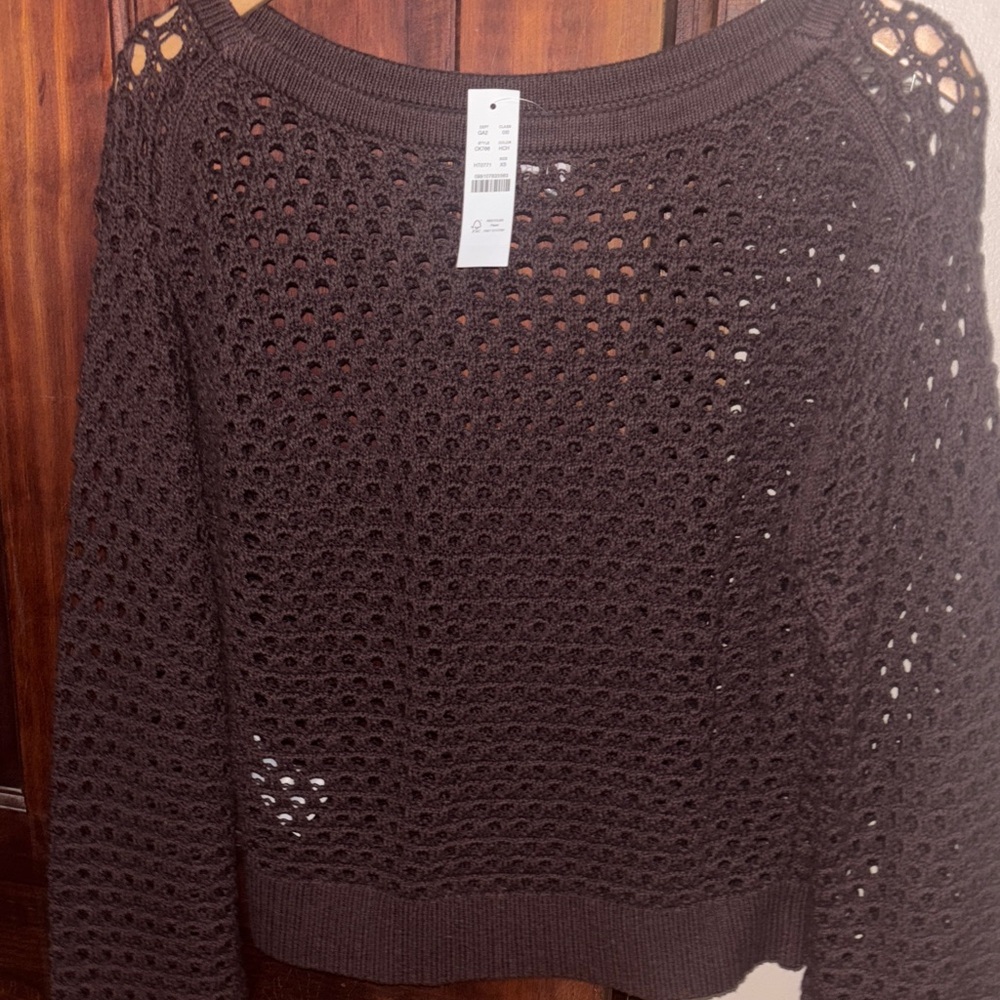 Jcrew crochet brown sweater